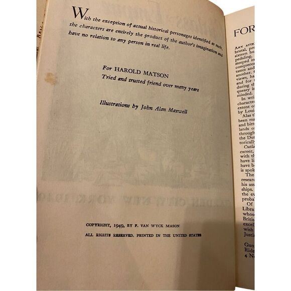 Cutlass Empire by F Van Wyck Mason Hardcover Book 1949 Vintage - Picture 4 of 15